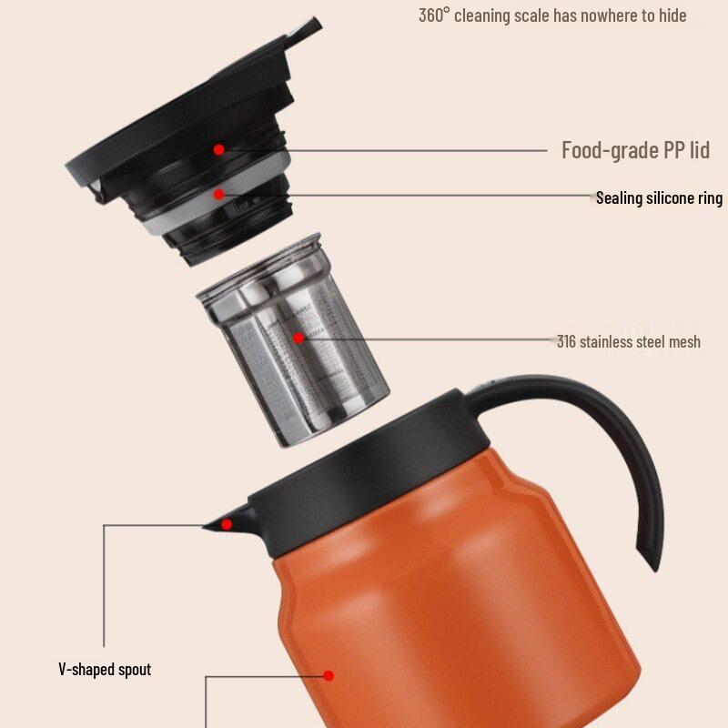 Office Health Stainless Steel Insulated Teapot and Water Bottle - 72-Hour Heat Retention, Tea Separation Feature.