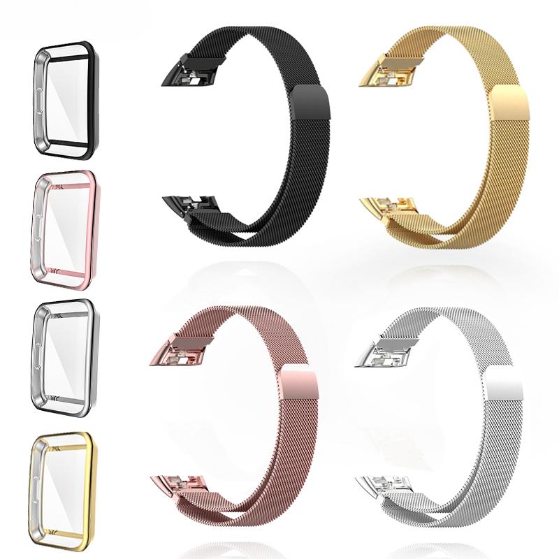 Metal Watch Strap For Huawei Band 6 7 Band Honor 6 Bracelet With TPU Case Screen Protector Soft Film Huawei Magnetic Loop Strap