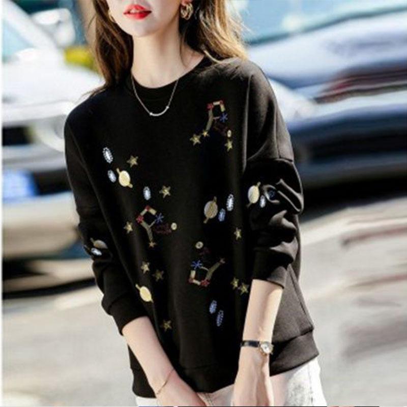 Вышитая одежда с длинными рукавами, корейский стиль, толстовка с капюшоном, женская модная верхняя одежда на весну