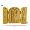 Wood Carving Ornament Holy Figurine Handcarved Catholic Decorative Three Open Boxes for Gift
