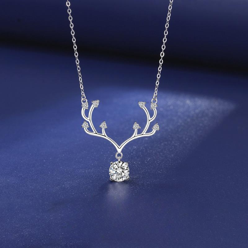 Илу носит ваши рога, ожерелье с муассанитом, женская модная легкая роскошь, высококлассная подвеска, рождественский подарок.