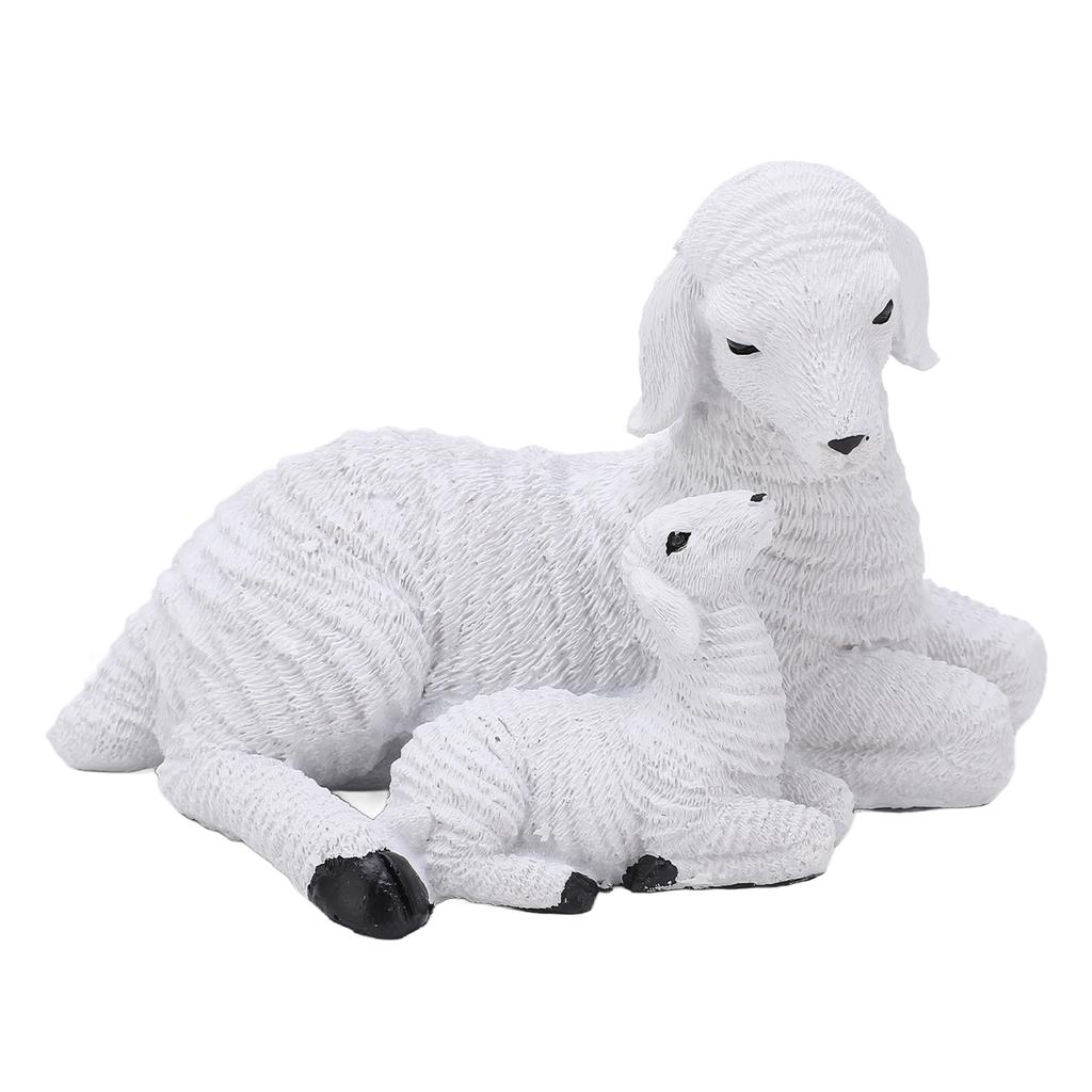 Sheep Figurines Rustic Style Distressed Look Resin Material Decorative White Lamb Ornament for Farm
