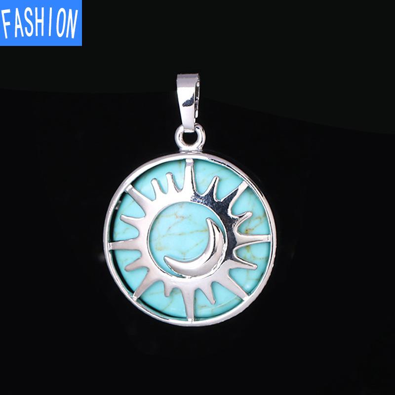 Кулон из натурального кристалла в национальном стиле с выдолбленной луной и солнцем, ожерелье, кулон, аура энергии, полудрагоценный камень
