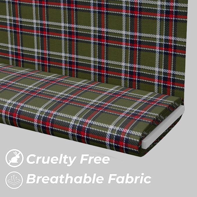 Premium Green Checkered 100% Cotton Fabric - 180 GSM, Yarn-Dyed for Garments & Upholstery