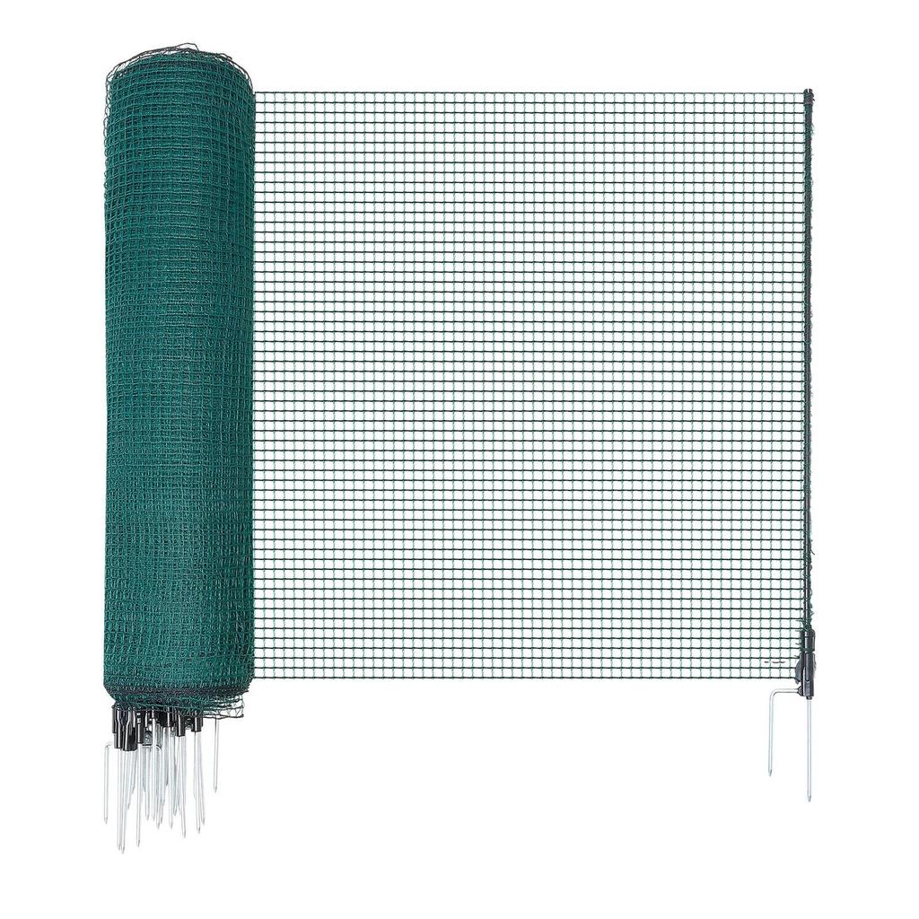 Temporary Fence with Posts, 0.9 x 25m Plastic Mesh Fencing, Garden Safety Fences Netting with Double-Spike Stakes & Guy Ropes, Temporary Fence for
