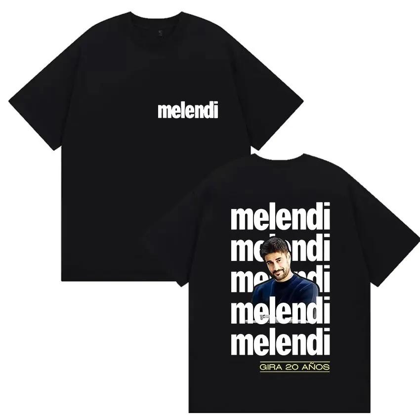 Rapper Melendi Tour 2025 Album Merch T Shirts Men's Vintage Gothic Oversized Cotton T-shirt Plus Size Streetwear Cotton  Hip Hop