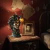 Gorgon Table Lamp Retro Greek Mythology Gorgon Statue Desk Lamp Night Light for Bedroom Living Room Entrance Decoration
