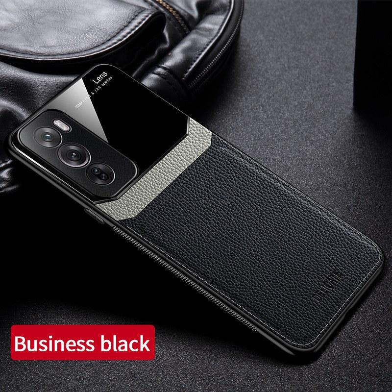 Leather Texture Soft Frame Protection Phone Case for Oppo Reno 13 12 11 10 Pro Camera Protective Shockproof Back Cover