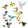 Cartoon Animal Building Blocks Peacock Crane Crow Seagull Oriole Assembly Educational Puzzle Parent-Child Interactive Toy