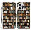 Кожаный чехол-подставка для iPhone 16 Pro Max с принтом в виде кошелька и ремешком на запястье