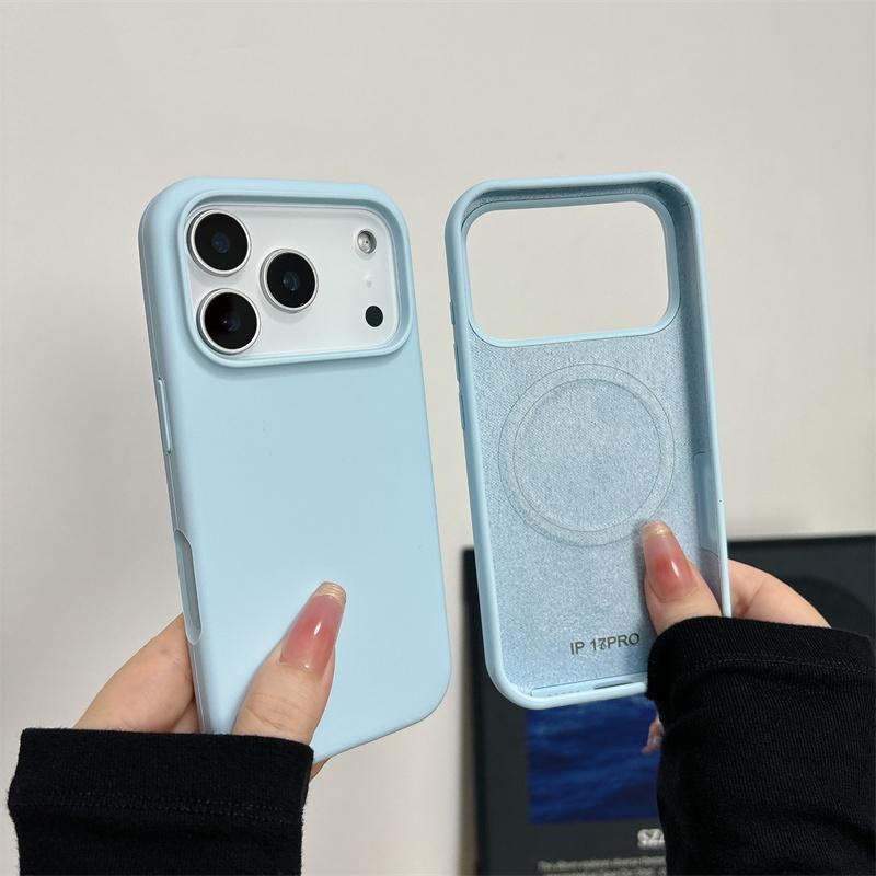 Магнитный Чехол из Жидкого Силикона для For Iphone 17 Air 16 1 14 Plus 13 12 Pro Max Для Чехол с Большим Отверстием под Камеру Ударопрочный Чехол