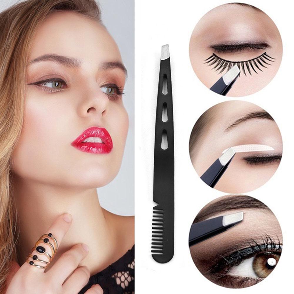 Steel Bevel Brow Clip Eyebrow Tweezers Clip Eyelash Comb Eyebrow Beauty Tools Threading Tweezers
