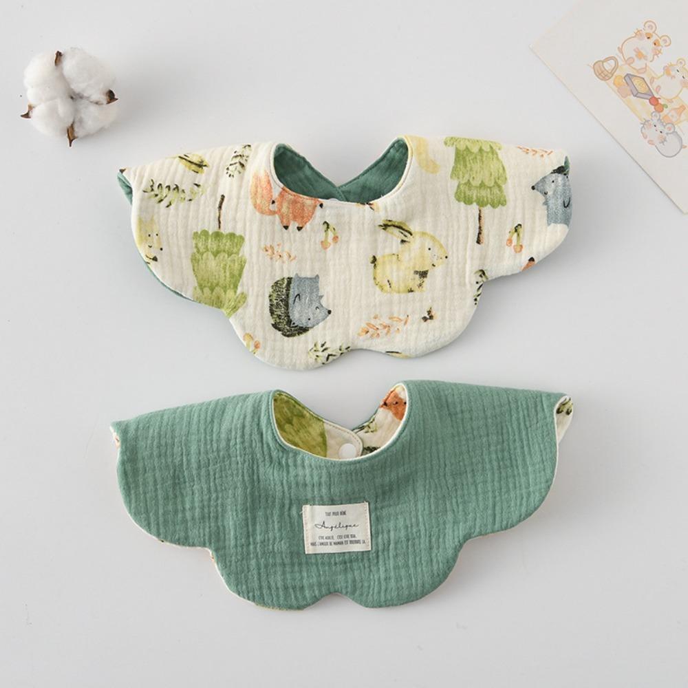 Pure Cotton Gauze Baby Feeding Bib Breathable Petal Bib Cute Drool Bib  For Kids