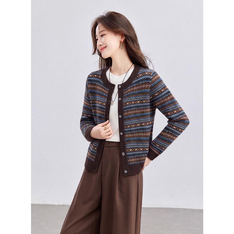 Женский короткий жаккардовый кардиган Fair Isle из 100% шерсти