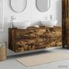 Bathroom Furniture Set 3 pcs Smoked Oak 129 x 44.5 x 80 cm