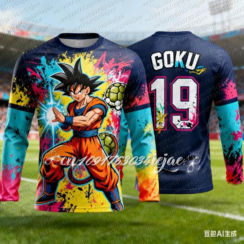2026 Аниме Dragon Ball Z Удобная и дышащая специальная футбольная футболка с длинным рукавом для детей Goku Спортивная быстросохнущая одежда