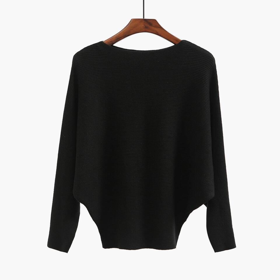 Autumn and Winter Hot Selling One-neck Bat Sleeve Plus-size Women's Pullover Knit Base Layer