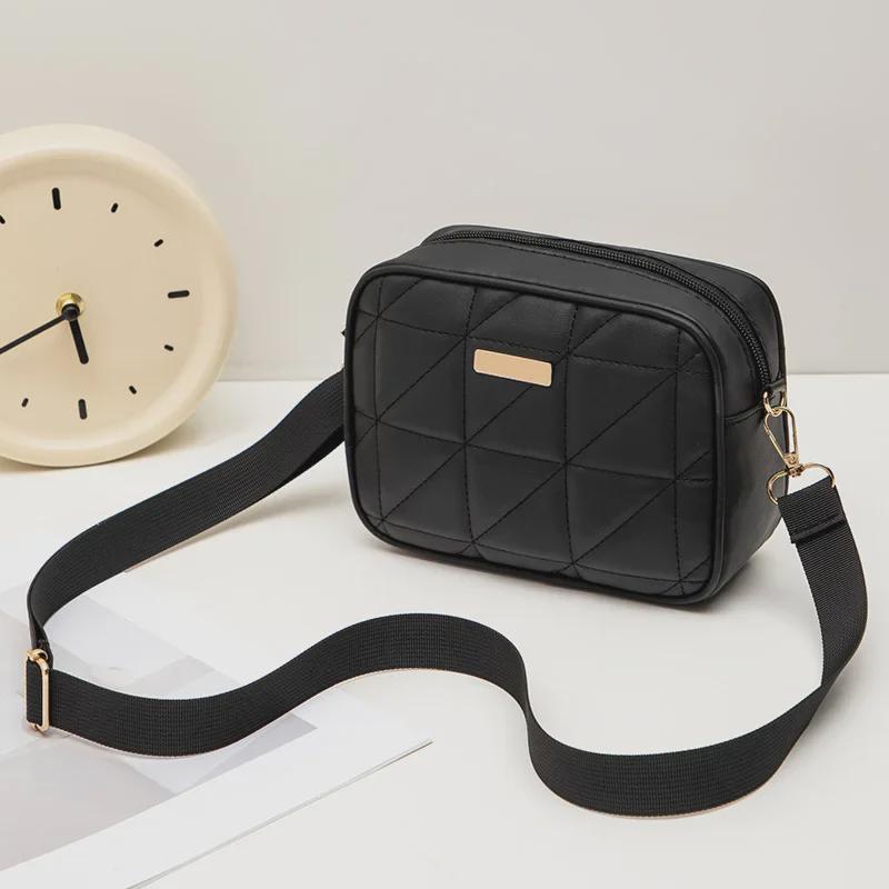 Сумка для мобильного телефона и камеры с треугольной вышивкой 2024 года с ремнем через плечо из ленты