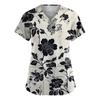 Women's Fashion Short Sleeve Fashion Vintage Floral Print V-Neck Pocket Workwear Tops