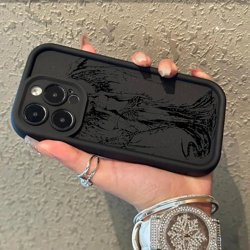 INS Роскошный Чехол для Телефона Темный Ангел Для iPhone 11 12 13 14 15 16 Pro Max X XR XS Max 7 8 Plus SE Ударопрочный Мягкий ТПУ Задняя Крышка Y2k