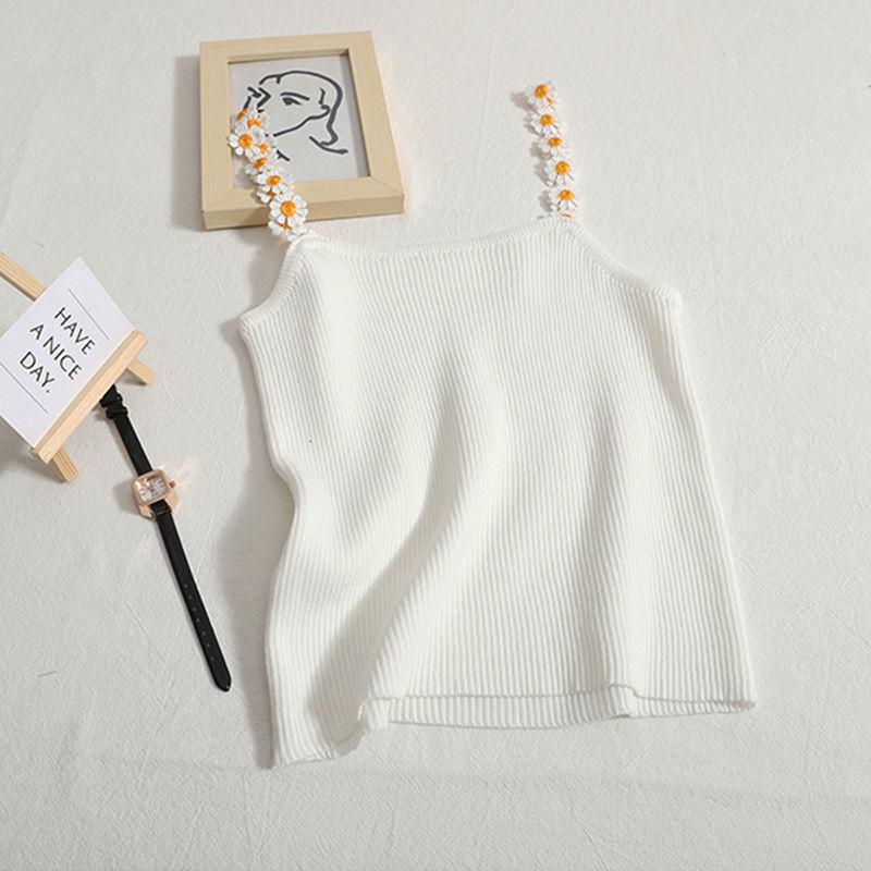 Летний милый цветочный жилет-камисоль для женщин, облегающий, внутренний и внешний короткий трикотажный топ для студентов