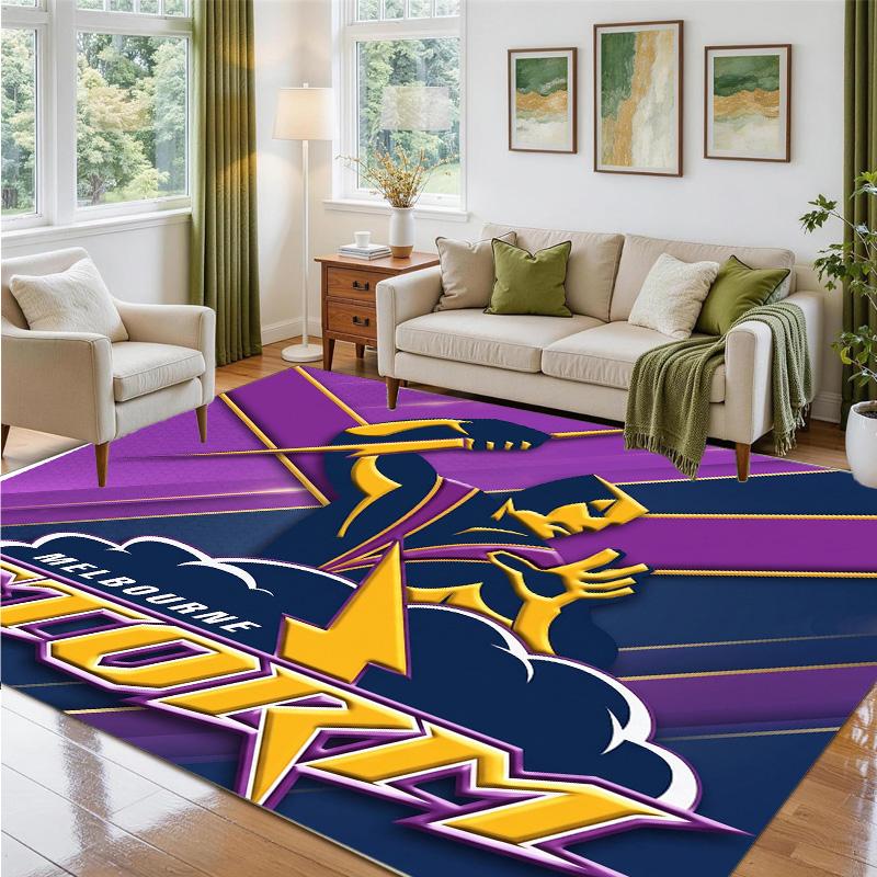 Melbourne Storm Design Crystal Velvet Rug Soft Decorative Mat for Bedroom Entrance