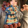 Шарф-шапка из жаккарда в стиле Fair Isle, вязаный, женский, зимний, рождественская атмосфера, утолщенный, теплый, для защиты шеи от холода