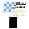 Chess Set Plastic Chess Pieces PU Blue White Chess Board Black Drawstring Pocket Chess Game Set for Travel Party