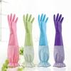 Long Sleeves Cleaning Glove Stripe Pattern Rubber Glove  for Household Cleaning Work