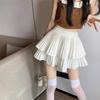 Женская плиссированная мини-юбка трапециевидной формы с рюшами, летняя тонкая юбка с высокой талией и шортами, женские сексуальные корейские каваи, белые
