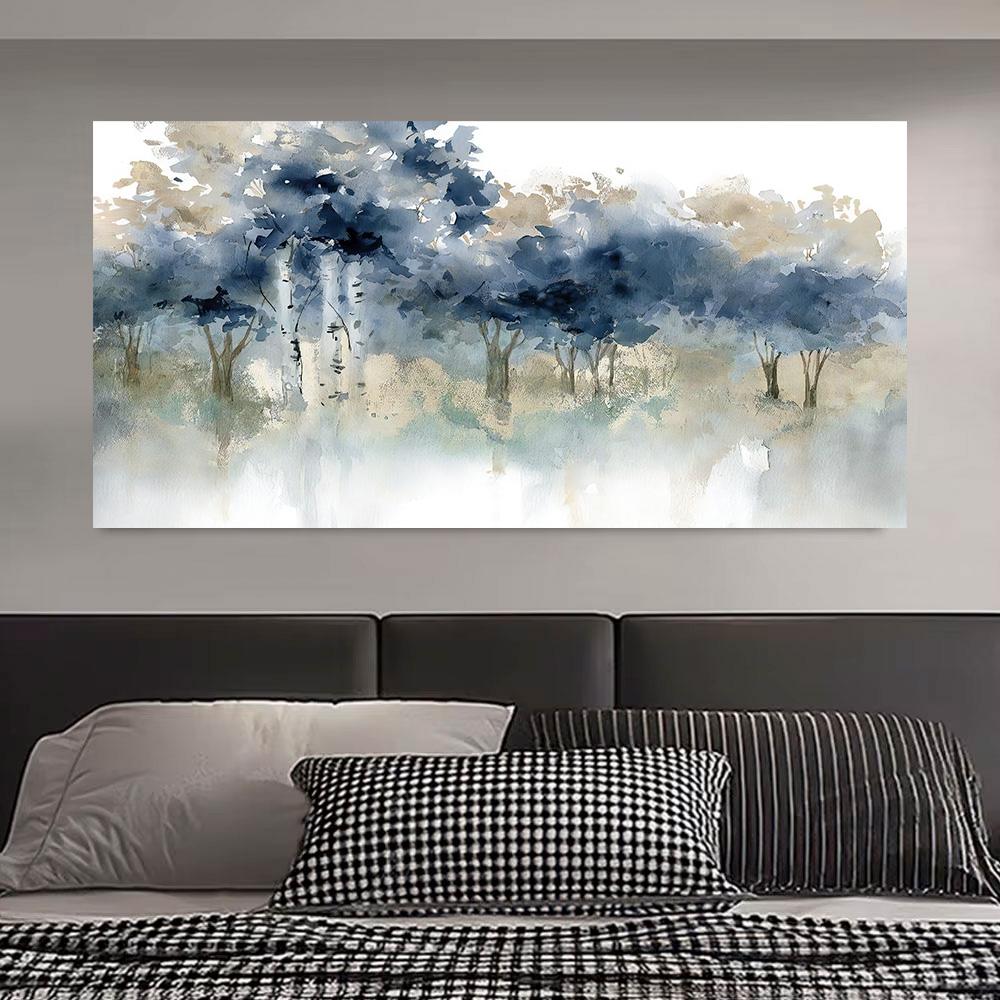 Настенное искусство Пейзаж Современный декор стен Картина на холсте Синие чернила Настенное искусство Большое произведение искусства для гостиной Спальни Офиса Домашний декор