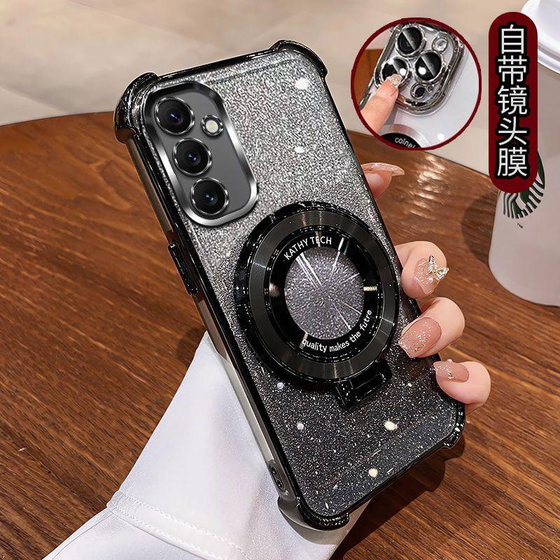 Противоударный чехол с блестящим покрытием и магнитным держателем для Samsung Galaxy A05 A05S A04 A04E A03S A02S A03 A02 A51 A71 A21S A31