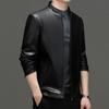 Мужская куртка с лацканами, длинным рукавом, застежкой-молнией, стандартный крой, пальто, однотонная короткая куртка из искусственной кожи, повседневная уличная верхняя одежда