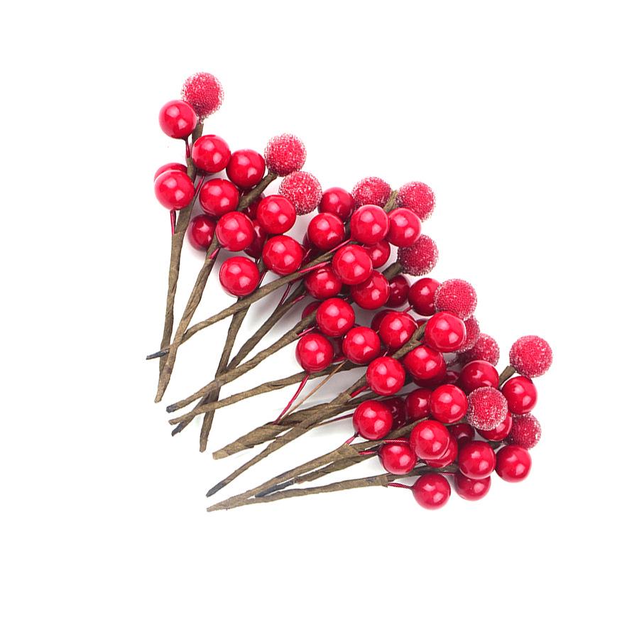 Christmas Gold Bead & Berry Decorative Branches