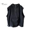 Мужской летний жилет с капюшоном на молнии и половиной планки без рукавов в стиле хип-хоп, жилет, однотонный быстросохнущий жилет с большими карманами