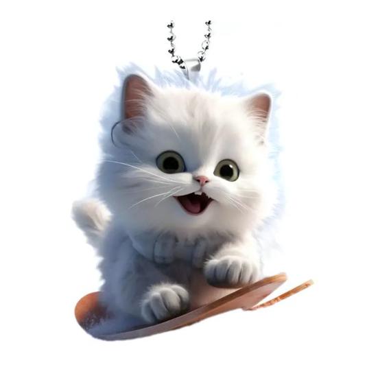 Подвеска для автомобиля Cat, 2D, плоская акриловая подвеска для зеркала заднего вида автомобиля, подвеска в виде котенка