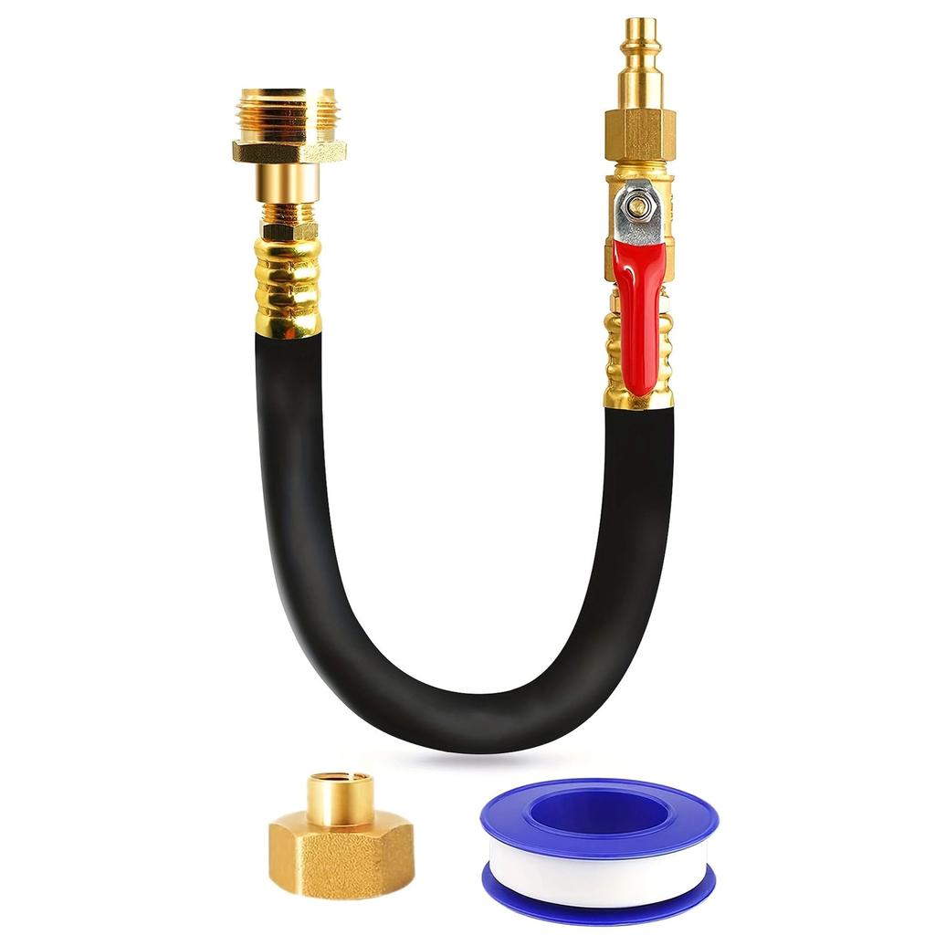 Water Blowout Adapter Winterize Blowout Adapter Hose with Shut Off Valve Quick Connect Sprinkler Winterization Kits