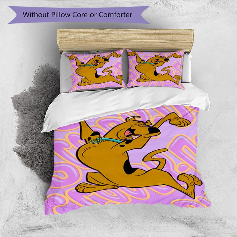 3pcs Scooby Doo pattern bedding set duvet cover set includes duvet cover &pillowcases, perfect all season bedroom decoration & gift