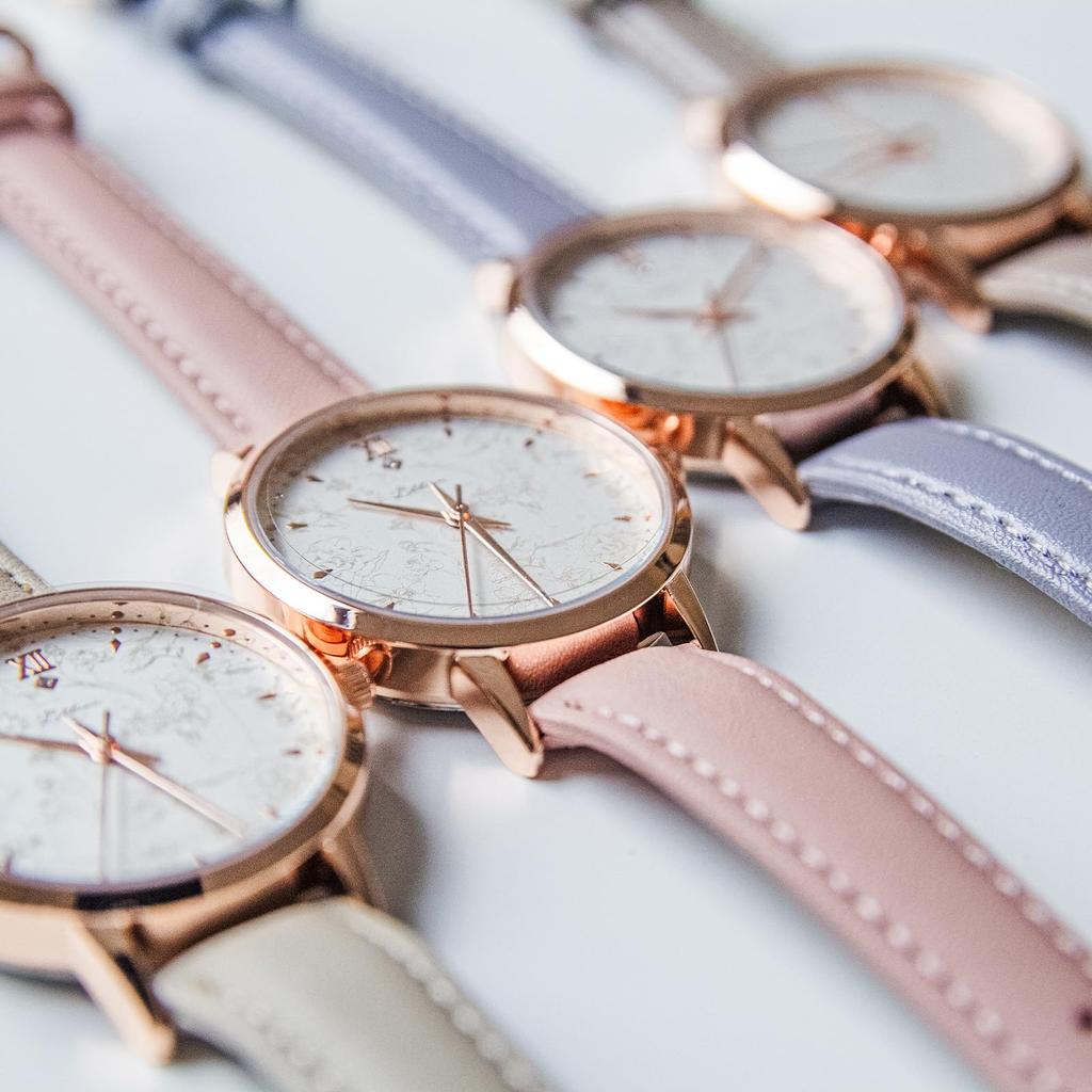 Часы аналоговые кожаный ремешок цветочный узор элегантный розовый Althea [Fieldwork] женские YM088-2