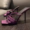 Sexy Woman Slippers Heeled Open Toe Purple Shoes for Women Summer 2025 Shoe Elegant and Fashionable Low Price Wholesale Sandals