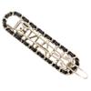 Chanel Заколка для волос с логотипом CHANEL Valletta Chain из черной кожи/позолоченная Женская Б/У