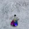 Rainbow Solar Quartz, Onyx 925 Sterling Silver Jewelry Necklace 18" M-2747