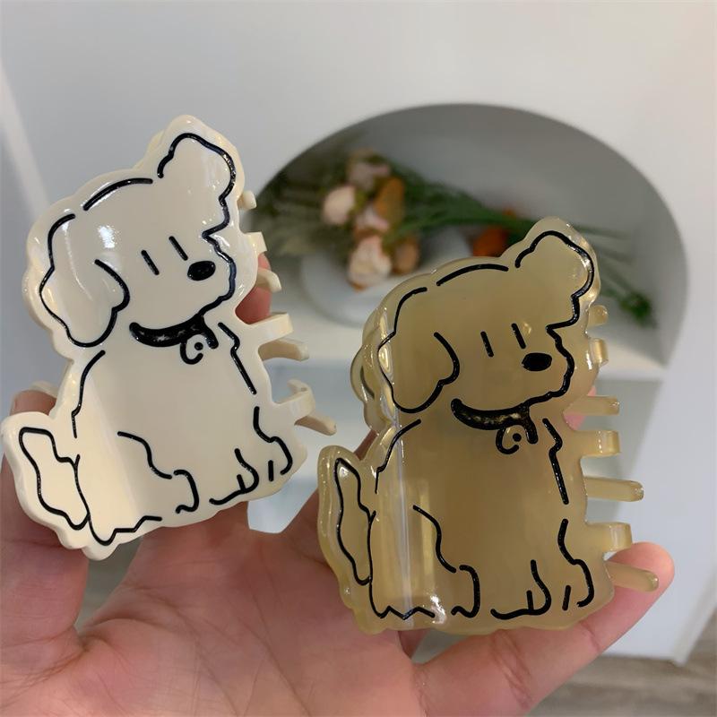 1 шт. Милый кремовый зажим для волос с уксусной кислотой в виде собаки, Изысканный, милый, мультяшный зажим-краб для волос, Новый зажим для волос