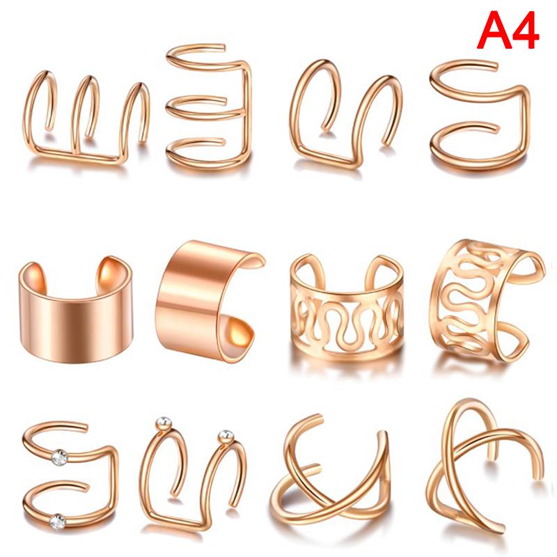 12 шт./компл. серьги-каффы в форме листа, серьги-клипсы для женщин, без пирсинга