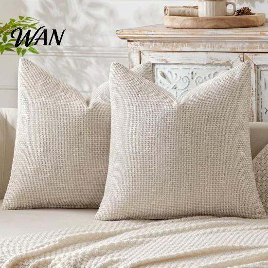 Soft Chenille Pillow Cover Weave Texture Cushion Case, Throw Cover, Solid Color Covers for Living Room with Zipper Bedroom Decor, 18 x Inch