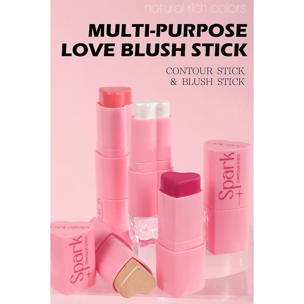 HANDAIYAN Матовые блестящие румяна, тени для щек, румяна, хайлайтер, румяна, водостойкий бронзатор, ручка для контурного макияжа