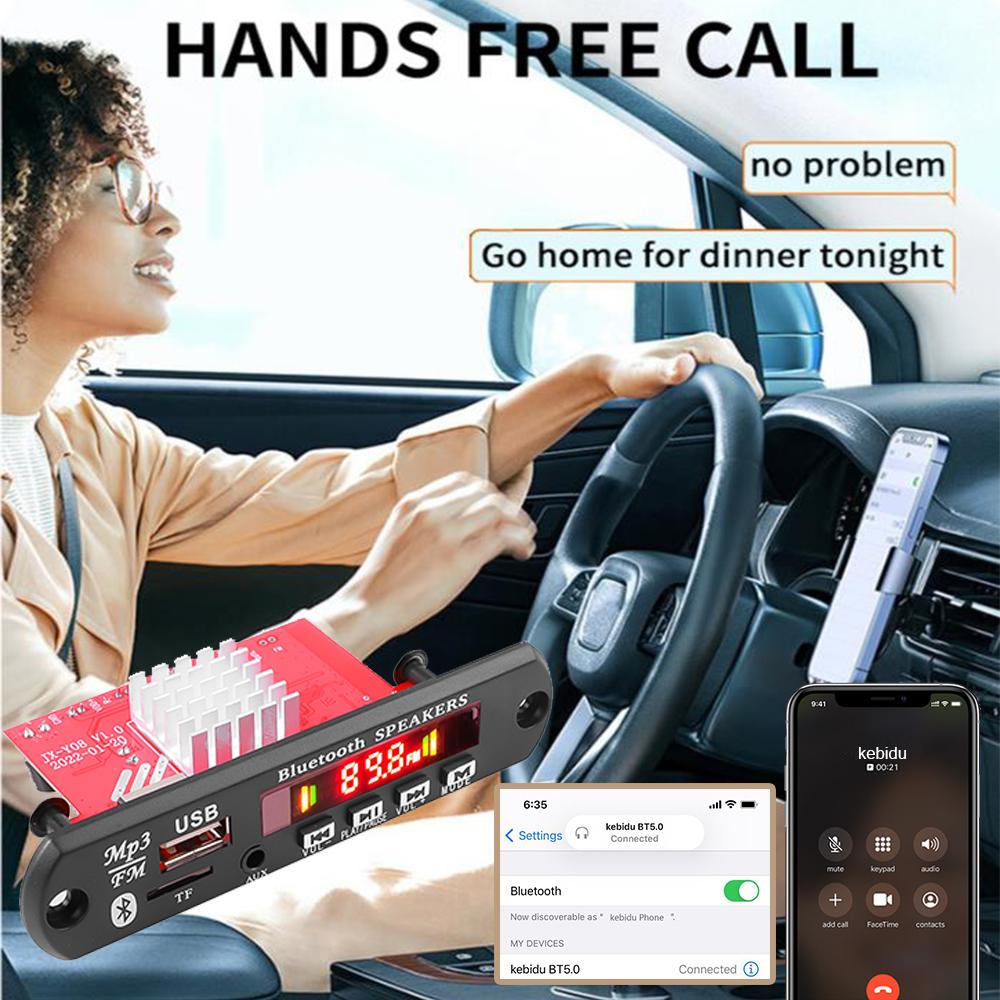 2*60 Вт цифровой усилитель Bluetooth 5,0 MP3 WMA WAV декодер плата DC 8-24 В автомобильный MP3-плеер динамик автомобильный FM-радио USB TF модуль записи