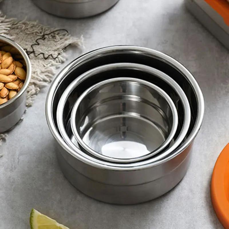 304 Stainless Steel Lunch Box Refrigerator Fresh Keeping Box with Silicone Lid Food Storage Containers Bento Kitchen Organizer