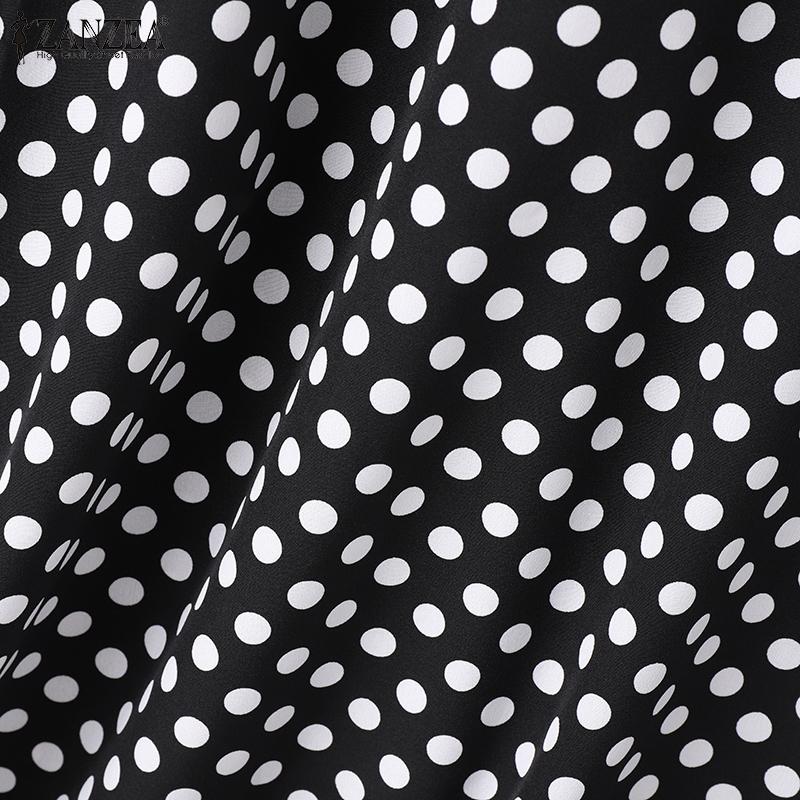 ZANZEA Женское повседневное платье без рукавов с круглым вырезом и принтом в горошек