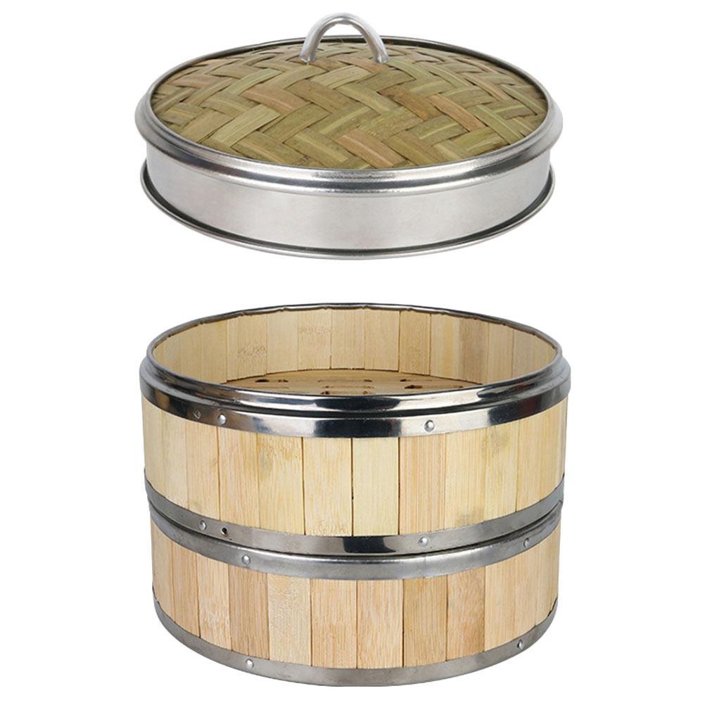1Set Bamboo Steamer Basket 10 Inch Multi-Layer Food Steamer for Dumplings Buns Dim Sum Rice Vegetables Eggs Corn Potatoes Steam